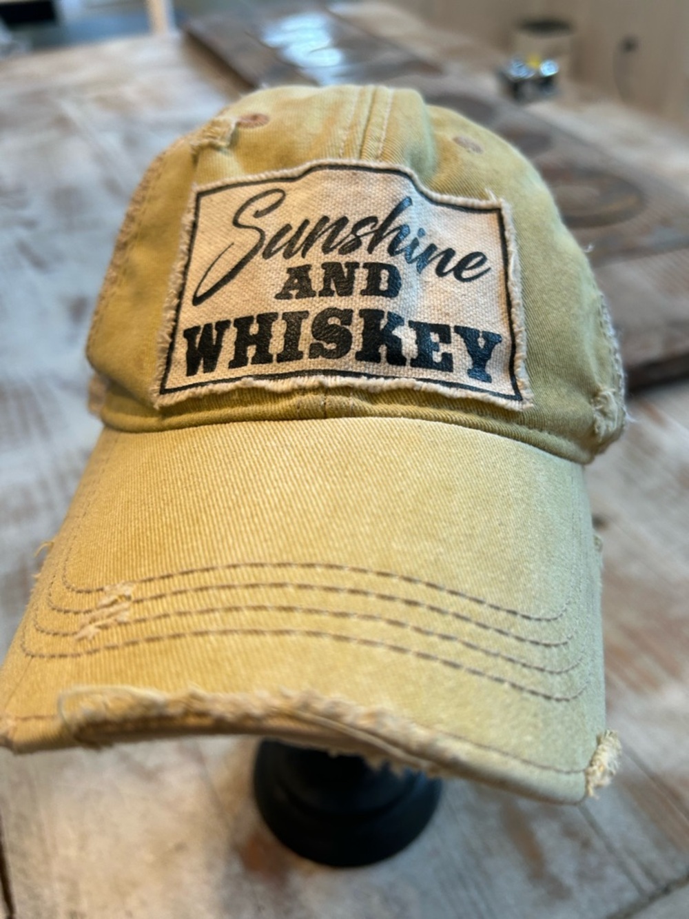 Sunshine and Whiskey Patch Baseball Cap - Yellow